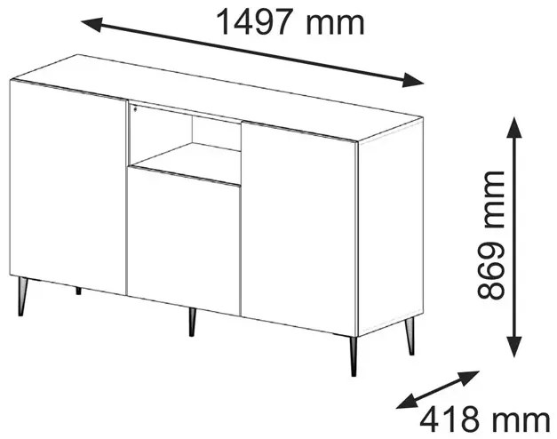 Komoda z lamelami dąb artisan + czarny L6-S70