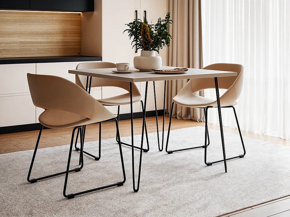 Stół HAIRPIN 90 x 90 cm do kuchni, salonu, jadalni Szary