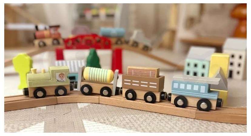 Tooky toy drewniane pojazdy wagoniki na magnes