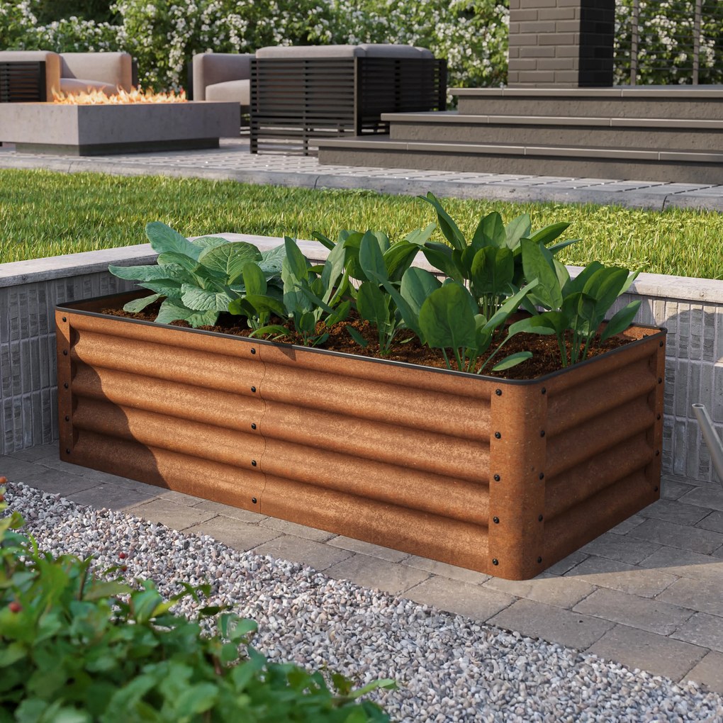 PRIMEYARD 120 x 60 x 35 cm Grządka podwyższona, stal corten, Optyka rdzy - (GFPV00964)