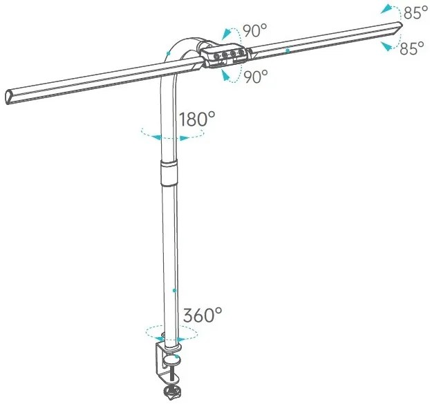 Lampa LED na biurko FILO, zacisk, USB, pilot zdalnego sterowania