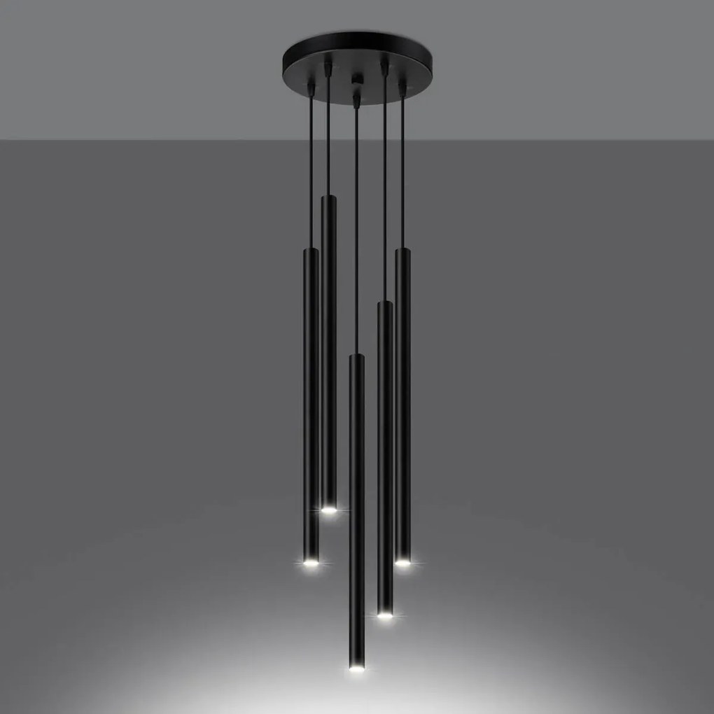 Lampa wisząca PASTELO 5P czarna SOLLUX  LIGHTING