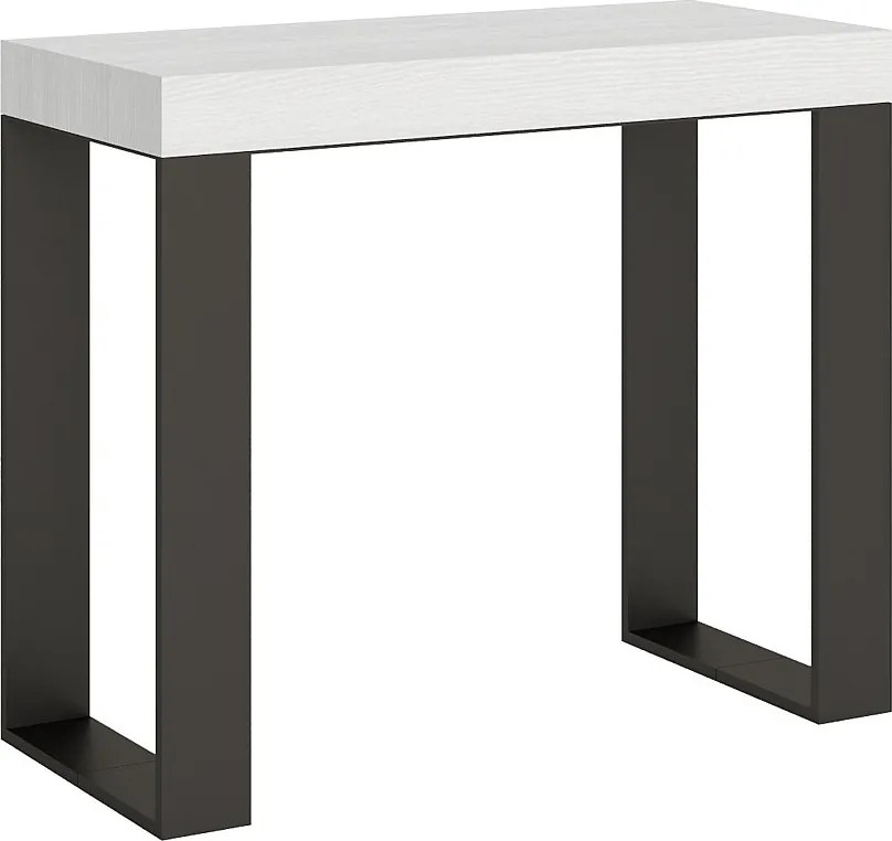 Konsola rozkładana 90x40/196 cm Tecno Small Premium Frassino biała rama w kolorze Antracytu