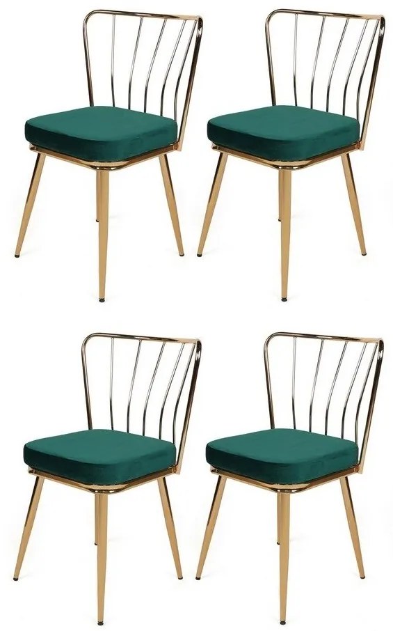 Zestaw krzeseł do jadalni Yildiz Green and Gold, 4szt., 4 szt.