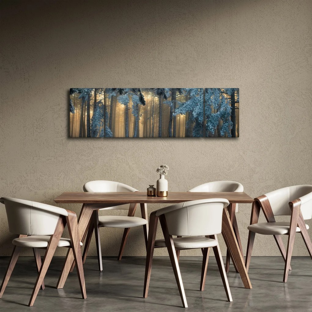 Obraz zaśnieżonego lasu (170x50 cm)