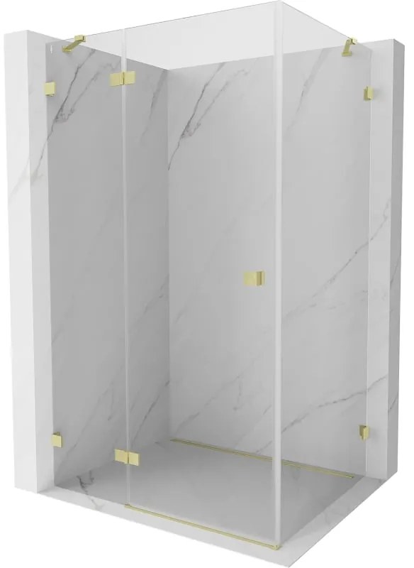 Mexen Lunar kabina prysznicowa uchylna lewa 75 x 80 cm, transparent, złota szczotkowana - 834-075-080-55-00-L