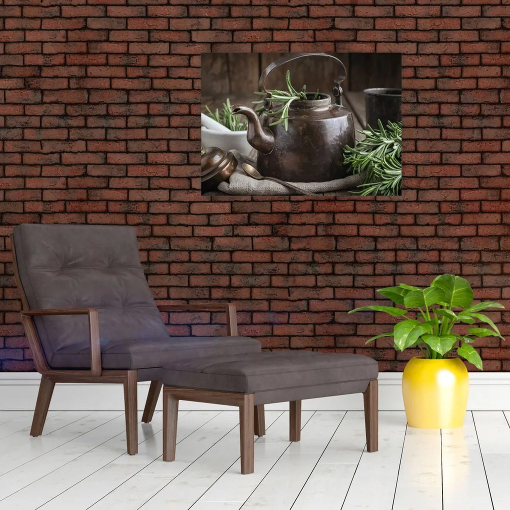 Obraz - Czajniczek z rozmarynem (70x50 cm)