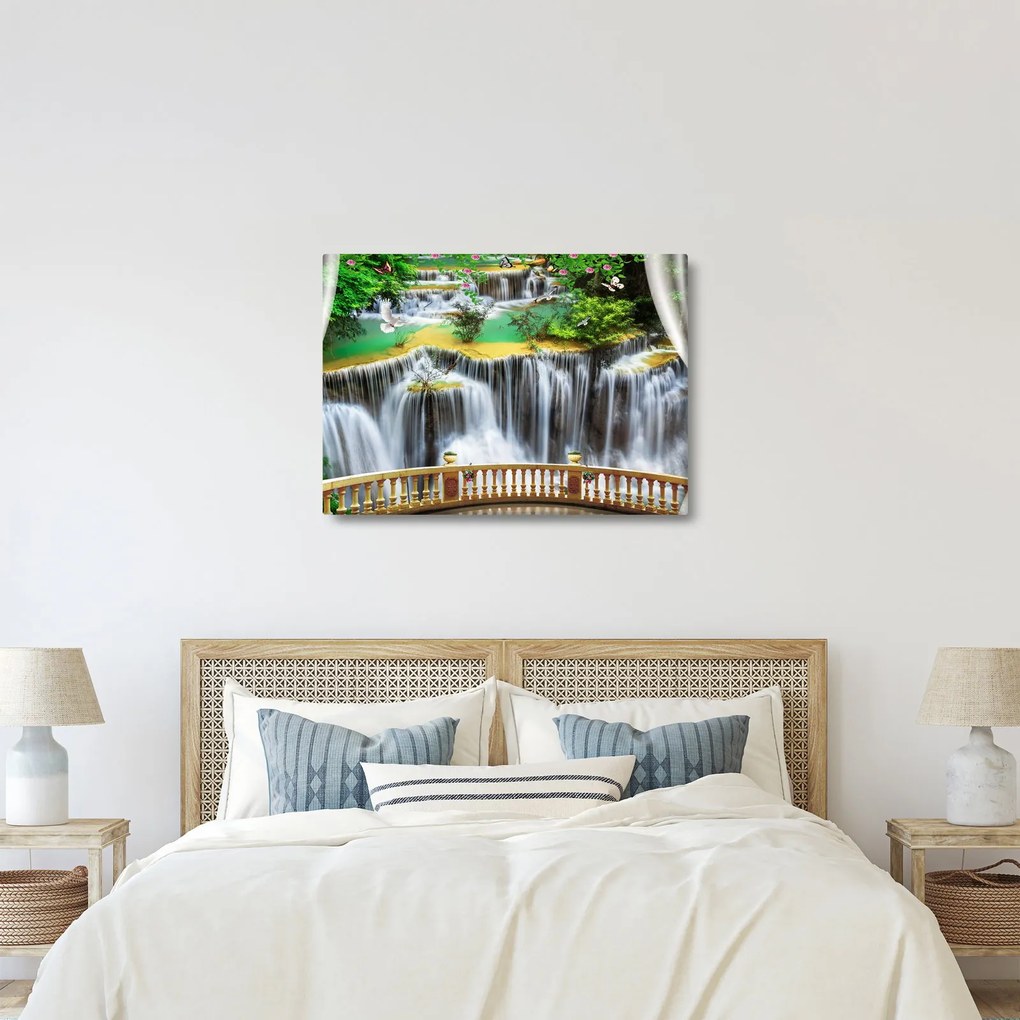 Obraz - Widok magicznych wodospadów (70x50 cm)