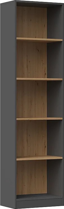 Regał Onyx R50 |  Antracyt/Artisan | 50x30x182 cm | Regał biurowy na książki