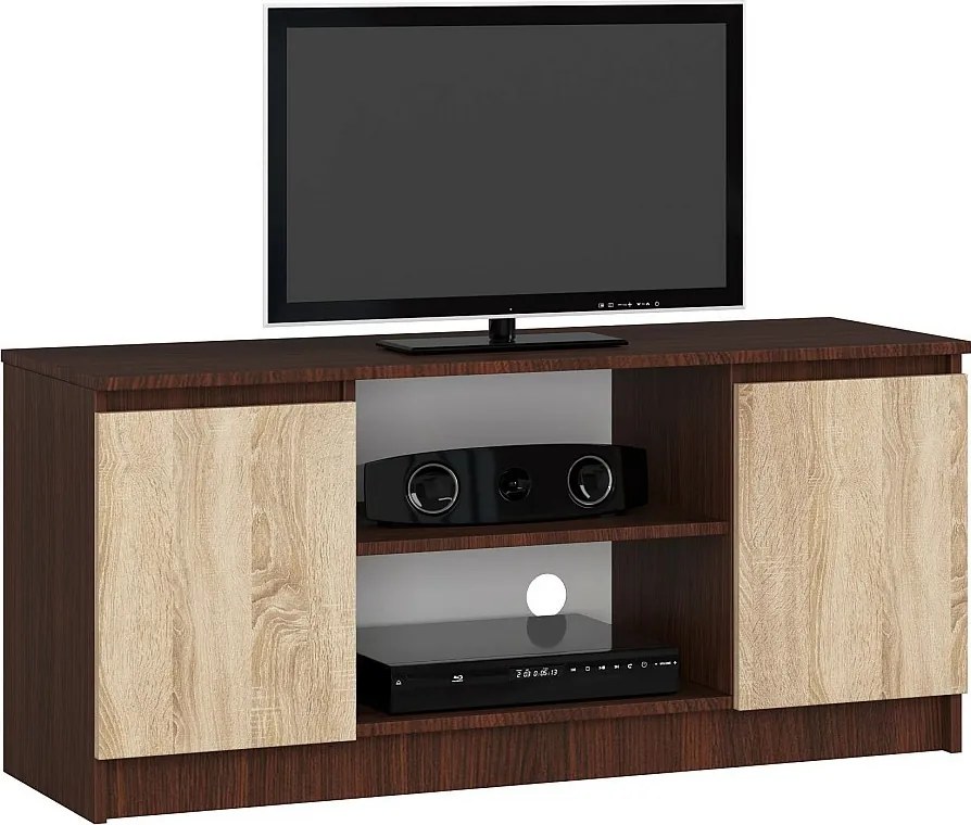 Szafka RTV AKORD Wenge 120 cm 2 drzwi kolor Dąb Sonoma mat 2 półki 120x40x55 cm