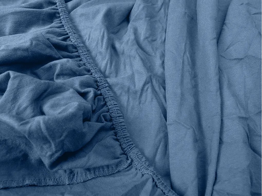 PrzytulneMieszkanie.pl Prześcieradło jersey z lycrą ciemnoniebieskie 90 x 200 cm