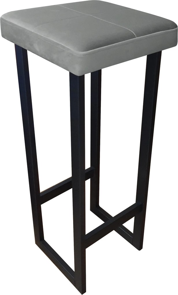 Hoker ALEX krzesło barowe tkanina Welur podstawa metalowa : Kolor Stelaża - Czarny , Kolor tkaniny - VELVET - MG17, Wysokość - 90 cm