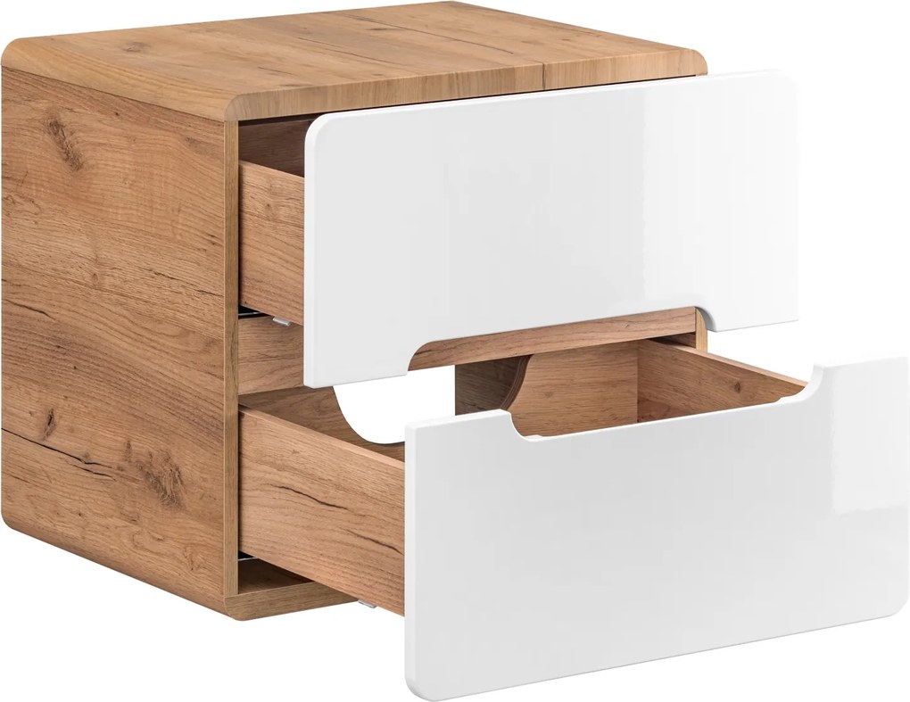 Szafka pod umywalkę nablatową 60 cm, Aruba 828 FSC, dąb craft złoty/biały połysk