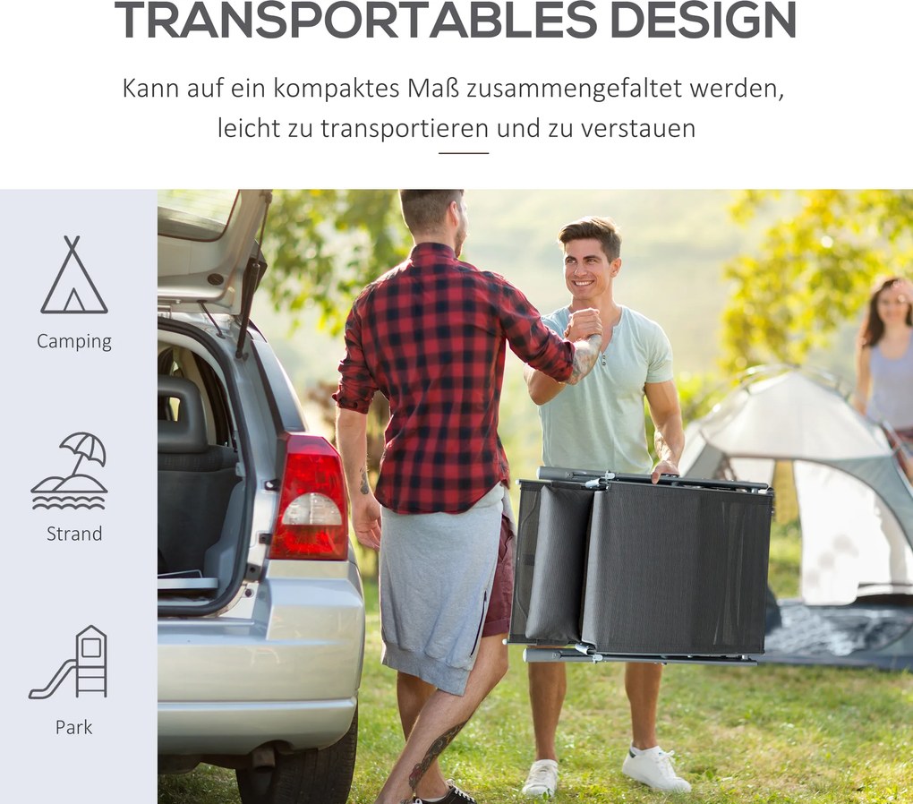 Lezaki balkonowe Outsunny - leżak ogrodowy 137x63,5cm, leżak metalowy szary, leżak składany na zewnątrz | Aosom PL