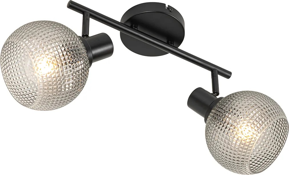 Designerski reflektor czarny z dymionym szkłem 2-światła - Chico