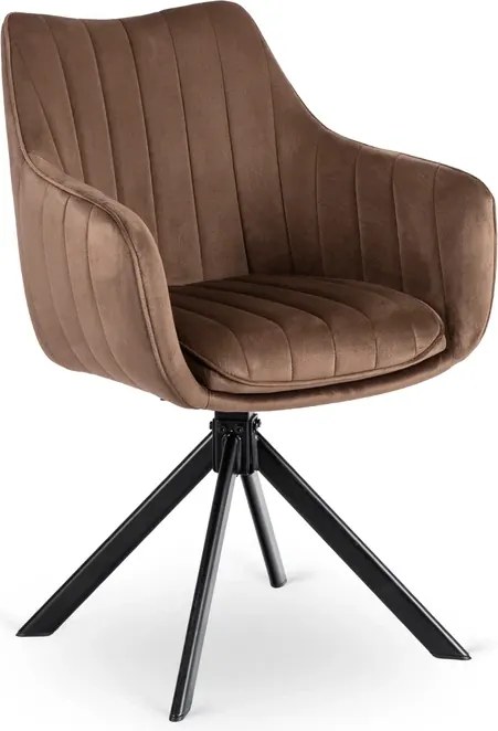 Krzesło Tapicerowane Obrotowe MUMBAI 2 Brązowe Welurowe Japandi