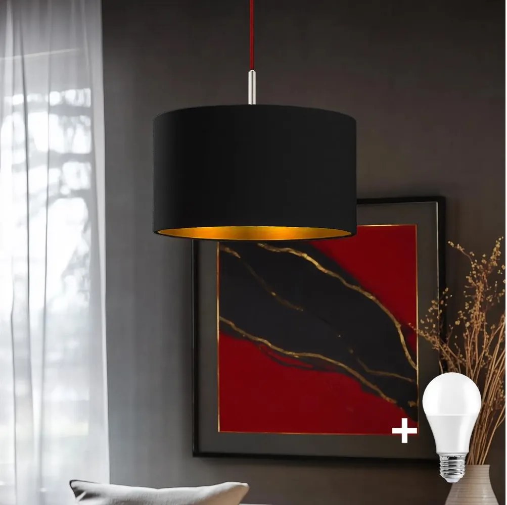 Eglo - LED Lampa wisząca na lince TUNJA 1xE27/60W/230V czarna