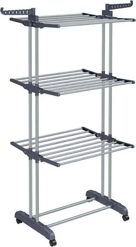 Suszarka na pranie ELTON z 4 poziomami na kółkach, 63,5x128x173cm, szary SongmicsHome