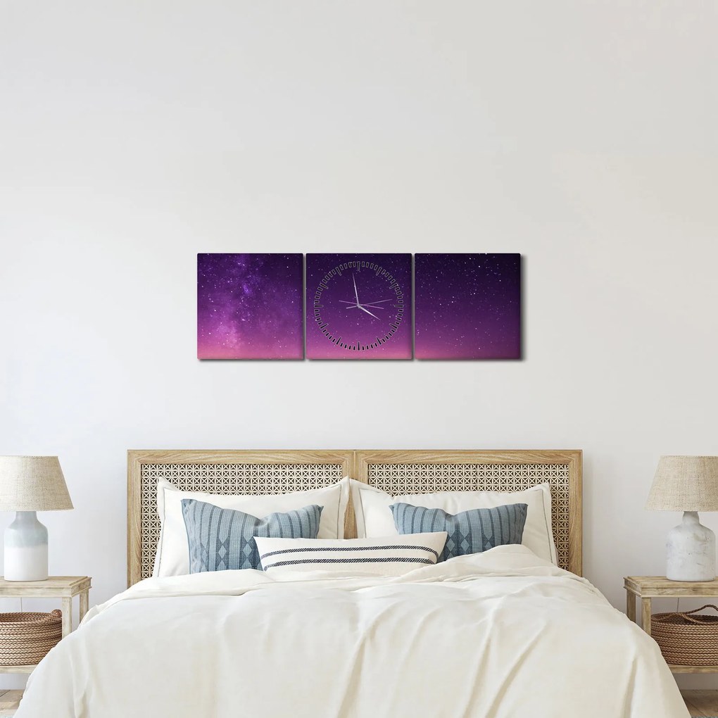 Obraz nieba ze spadającą gwiazdą (z zegarem) (90x30 cm)