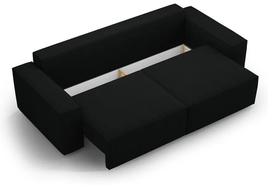 Czarna rozkładana sofa z materiału bouclé 247 cm Jodie – Micadoni Home