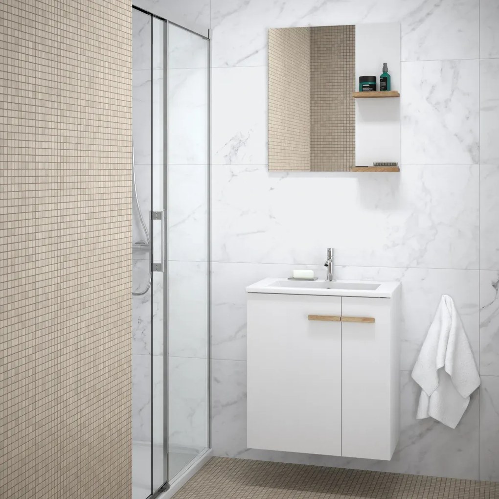 Lustro łazienkowe L-WOOD 59 cm biały połysk KROFAM