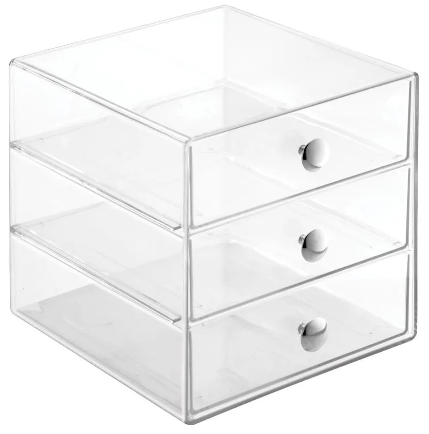 Przezroczysty pojemnik z 2 szufladami iDesign Drawers, wys. 16,5 cm