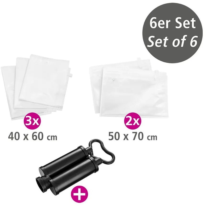 Komplet 5 podróżnych worków próżniowych z pompką Wenko