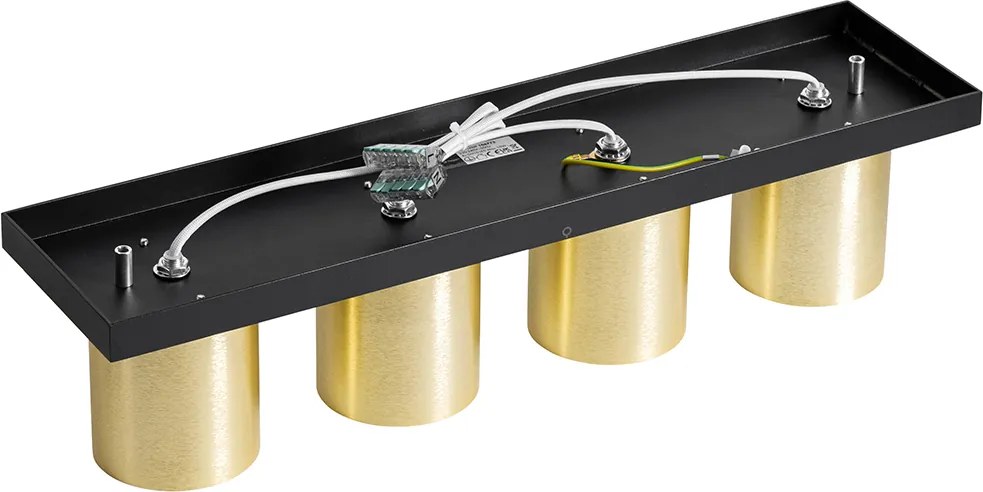 Nowoczesny plafon z reflektorami czarny ze złotem 4-światła - Tubo