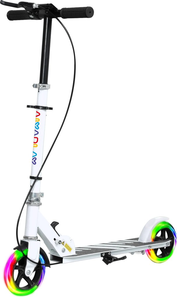 AIYAPLAY Hulajnoga dziecięca, podwójne hamulce, metalowa rama, podpórka, składana, 3-8 lat, Weiß