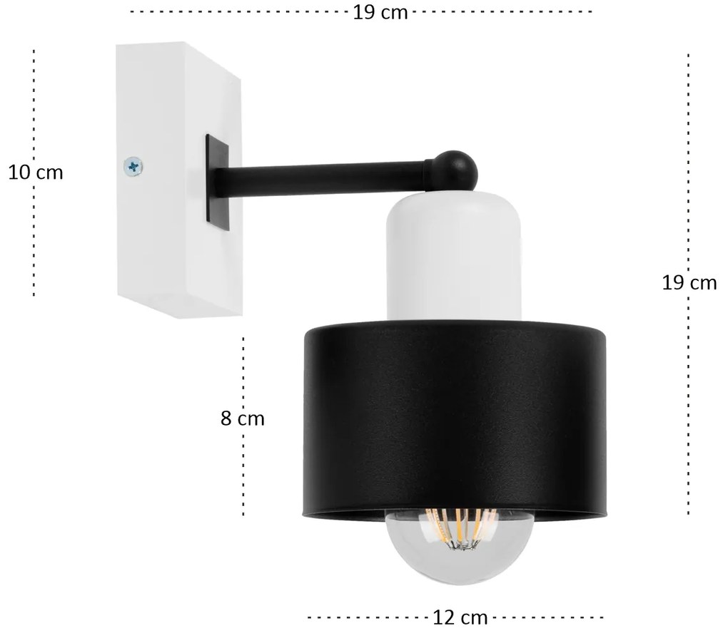 Czarno-biały kinkiet LED WD-SC10x10WE jednopunktowy z litego drewna