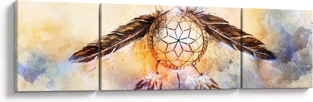 Obraz - Łapacz snów z piórami (170x50 cm)