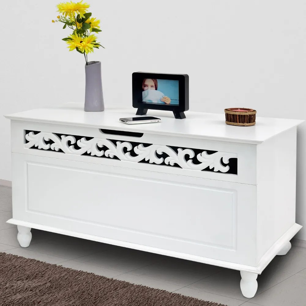 Casaria Skrzynia drewniana JERSEY, 80x40x48cm, biała