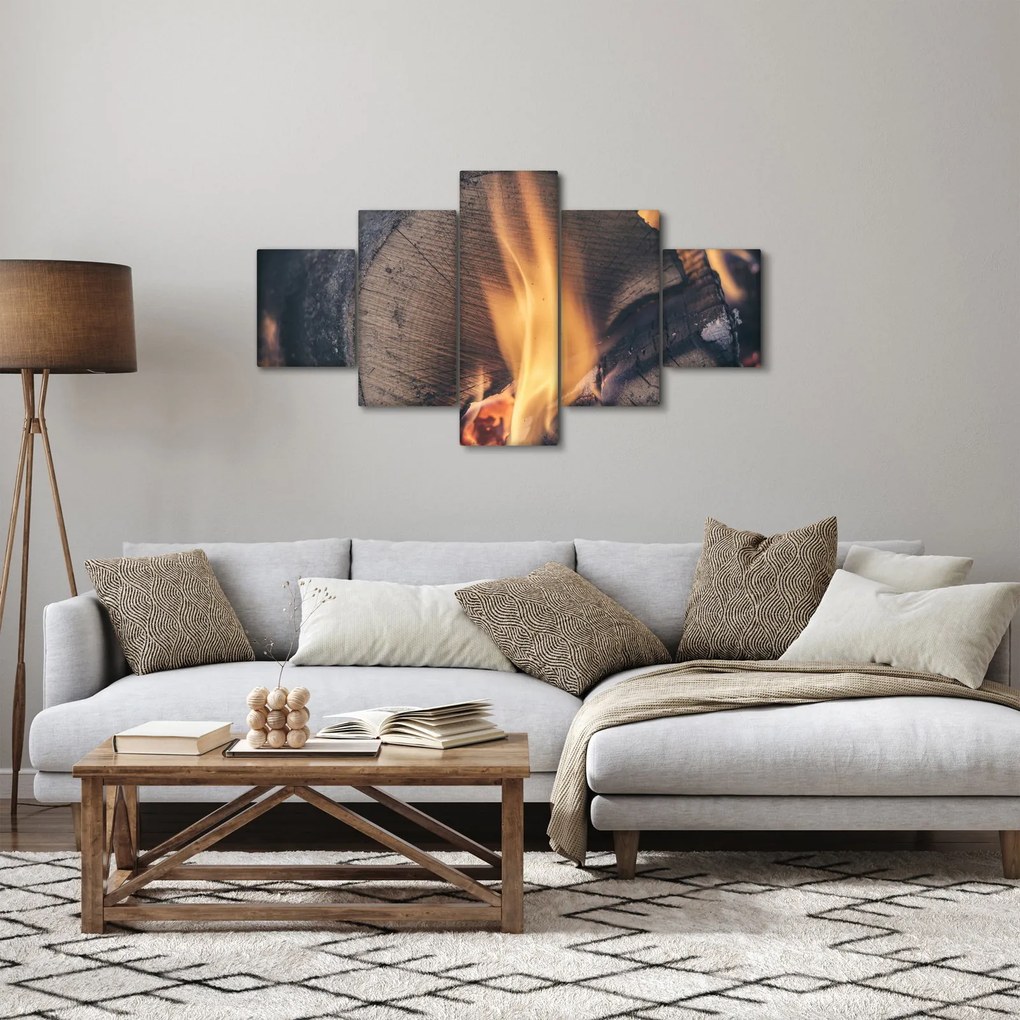 Obraz płonącego drewna (125x70 cm)