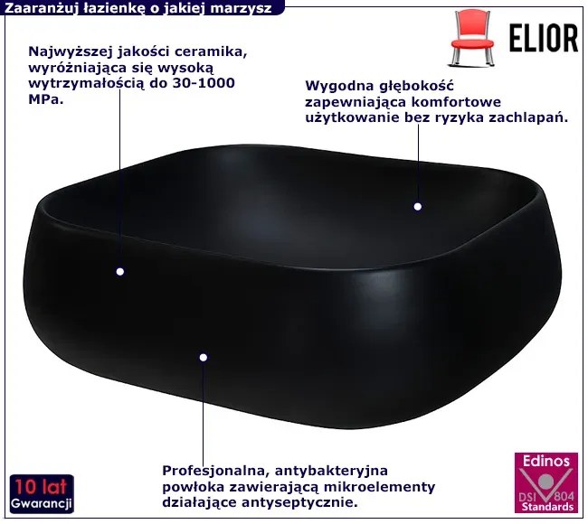 Czarna kwadratowa umywalka nablatowa F7-F11