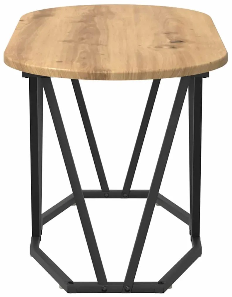 Nowoczesny stolik kawowy owalny metalowy dąb rzemieślniczy H3-T43