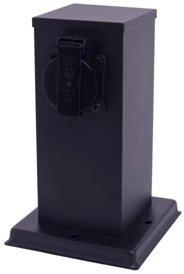 Zewnętrzny słupek zasilający 1Z SCHUKO 230V IP44 20 cm czarny