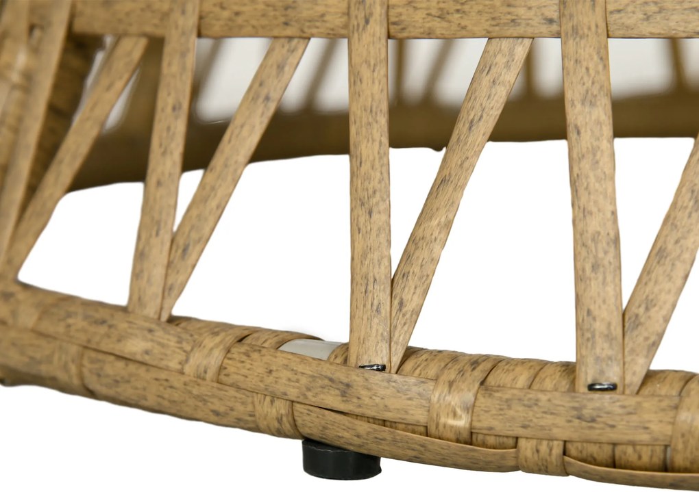 Outsunny Fotel wiklinowy Fotel ogrodowy Boho Styl, odporny na warunki atmosferyczne, 85 cm x 70 cm x 82 cm, Krem + Natur