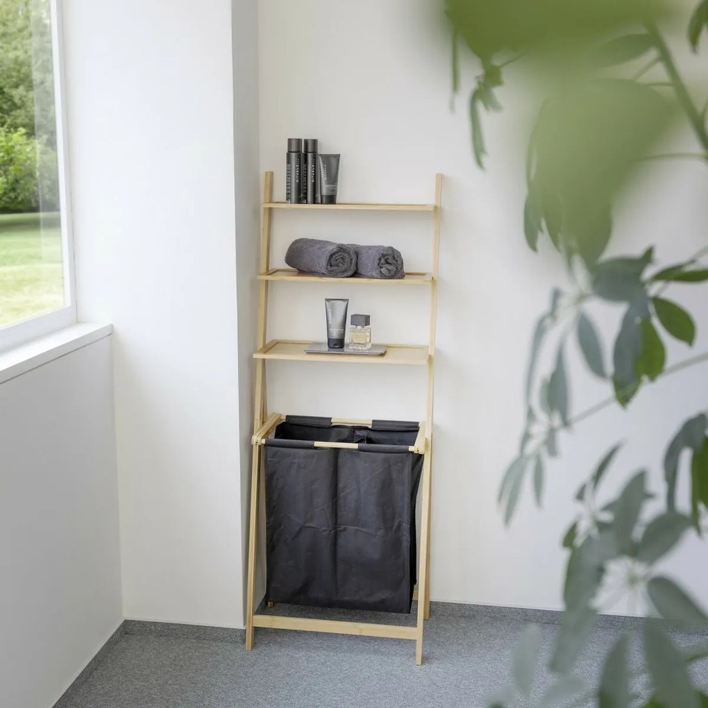 Wenko Regał drabinkowy z koszem na pranie Ecori, 152 x 35 x 57 cm