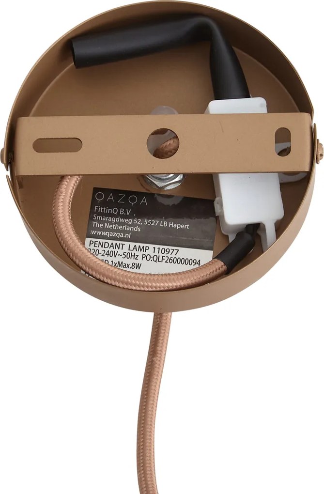Designerska lampa wisząca ciemny brąz z bursztynowym szkłem - Kemner