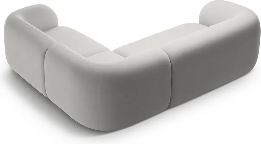 Jasnoszary aksamitny narożnik (prawostronny/w kształcie litery L) Kate – Micadoni