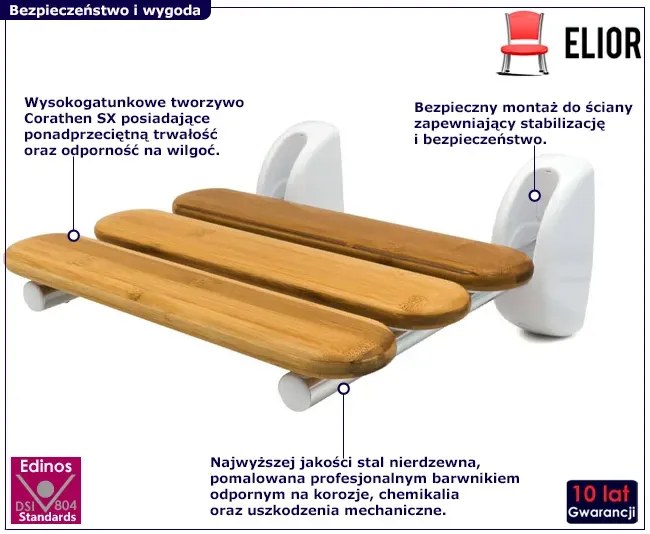 Brązowy składany taboret prysznicowy - Gervix