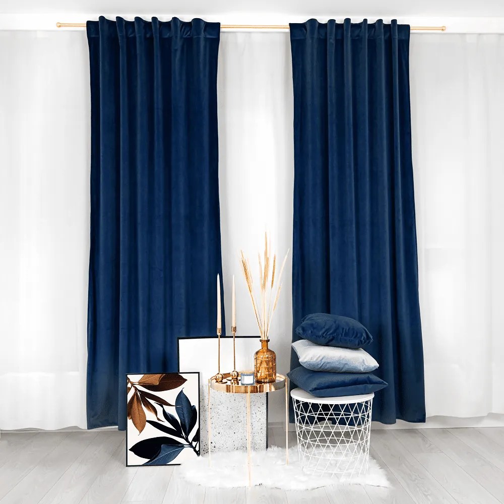 Granatowa zasłona Werona z weluru