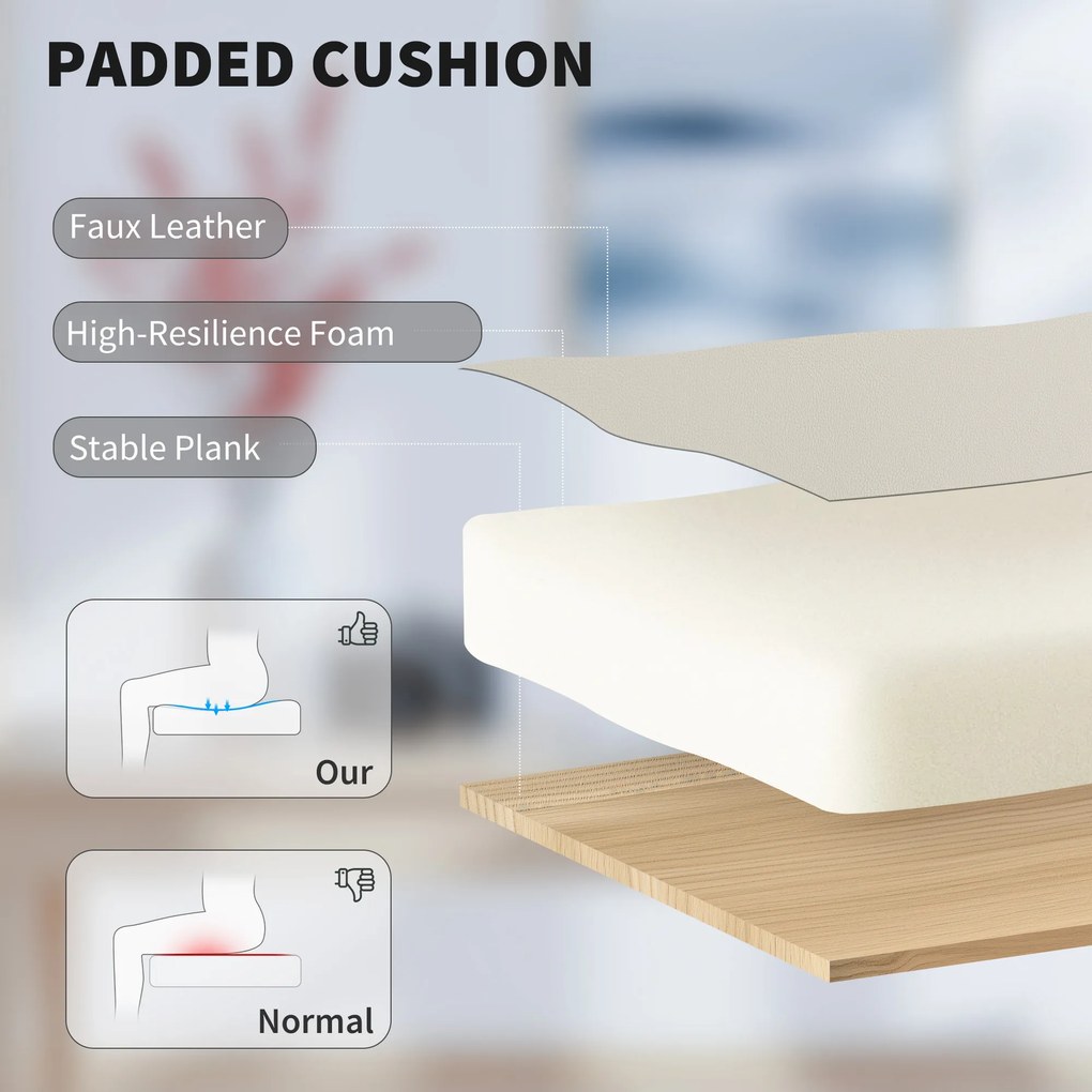 HOMCOM Fotel biurowy z ekoskórą przyjazną zwierzętom, podnóżek, regulacja wysokości, na kółkach, Beżowy