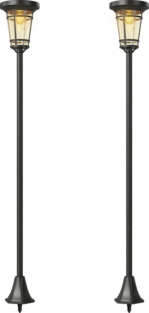 Outsunny Solarny zestaw 2 lamp stojących 180 cm z 2 trybami jasności i czujnikiem światła, IP44 | Aosom PL