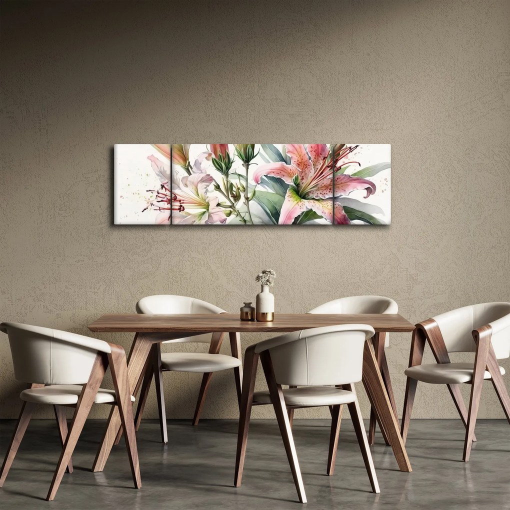 Obraz - Lilie, ilustracje (170x50 cm)