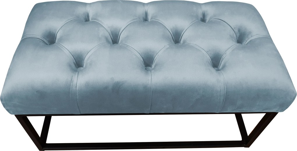 Ławka CHESTERFIELD tkanina Welur loft ławka metal : Kolor Stelaża - Czarny , Kolor tkaniny - VELVET - BL06, Typ tkaniny - Velvet