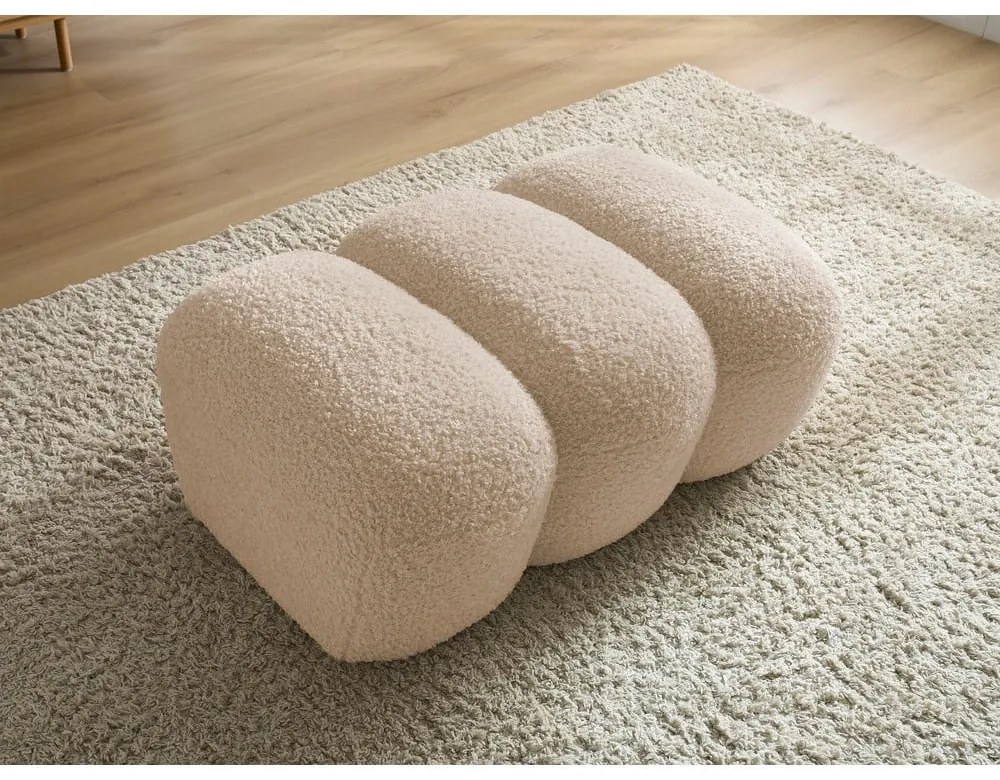 Beżowy podnóżek z materiału bouclé Hippolyte – Bobochic Paris