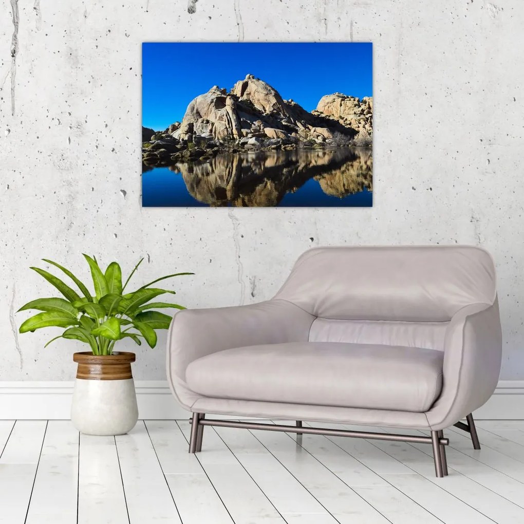 Obraz na szkle odbicia skał (70x50 cm)