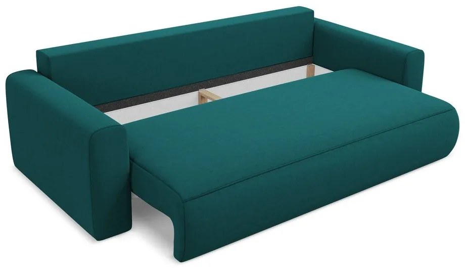 Turkusowa aksamitna rozkładana/ze schowkiem sofa 238 cm Kapua – Makamii
