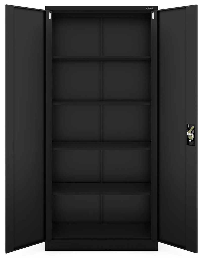 Szafa na dokumenty biurowa metalowa czarna: JAN H, 900 x 1950 x 400 mm